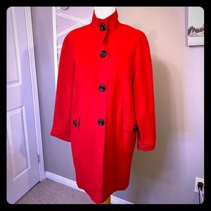Anne Klein bright bright Red Trench Coat with oversized snap buttons
